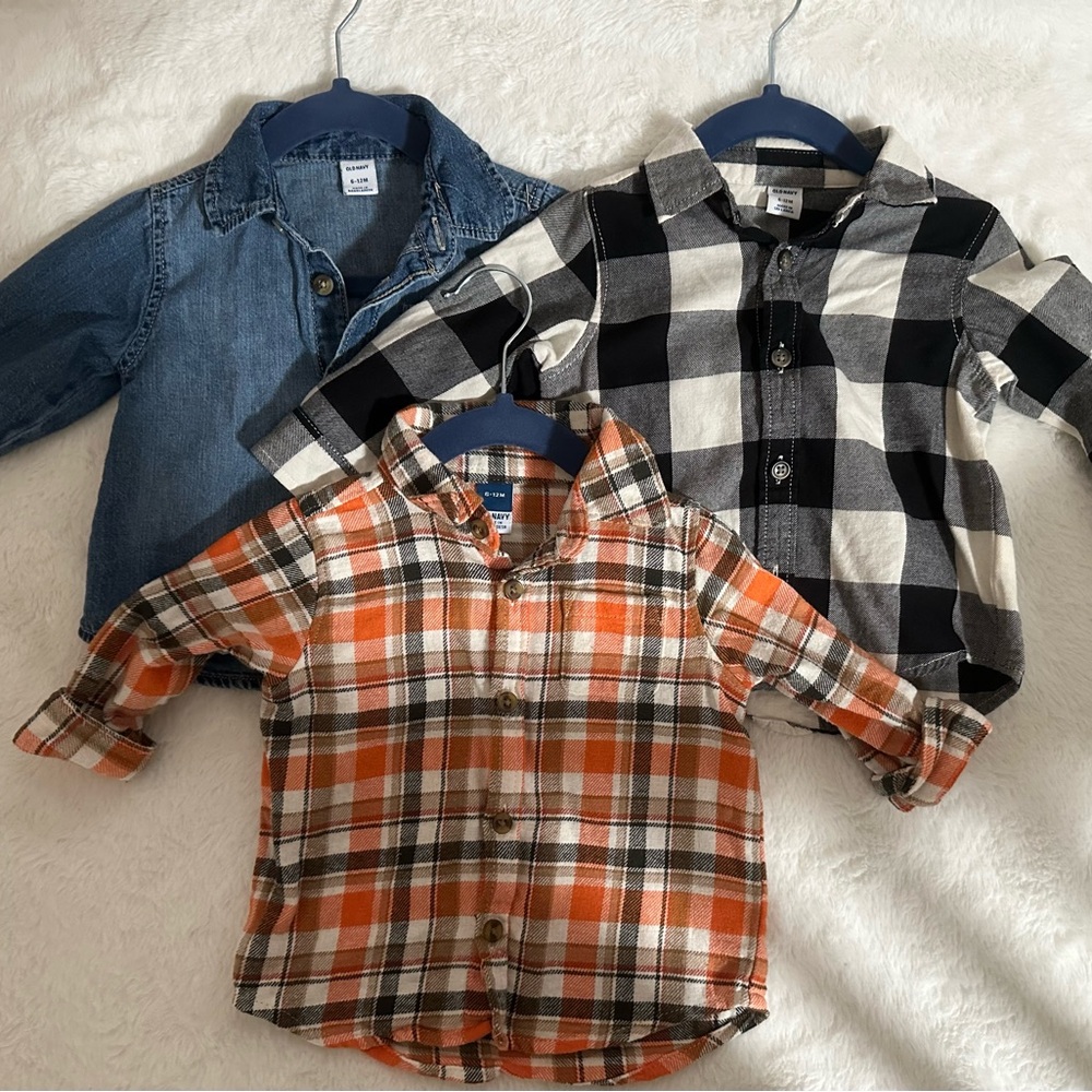 Old Navy Orange and Blue Button Down Shirt